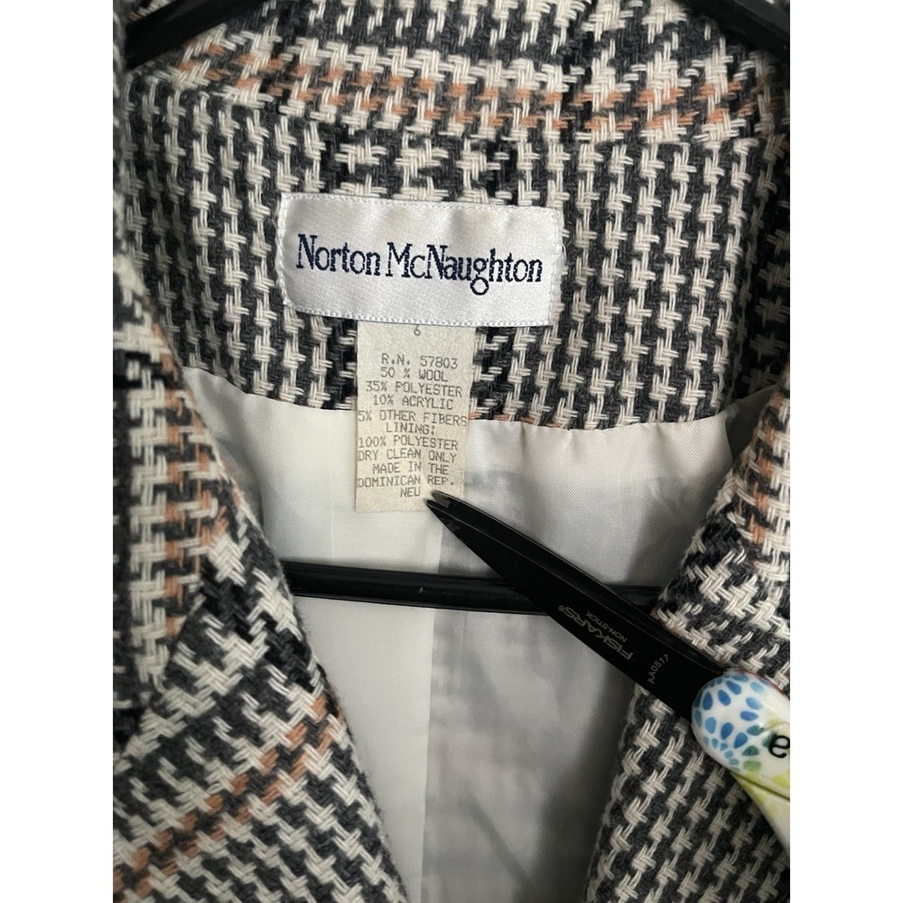 Vintage Norton McNaughton Blazer Sz 6 Wool Plaid Double Breasted Jacket - Picture 7 of 9